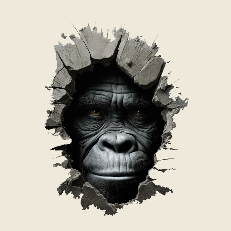 Gorilla im Loch