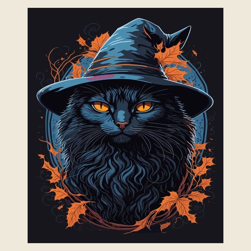 Porträt einer Katze mit Zauberhut