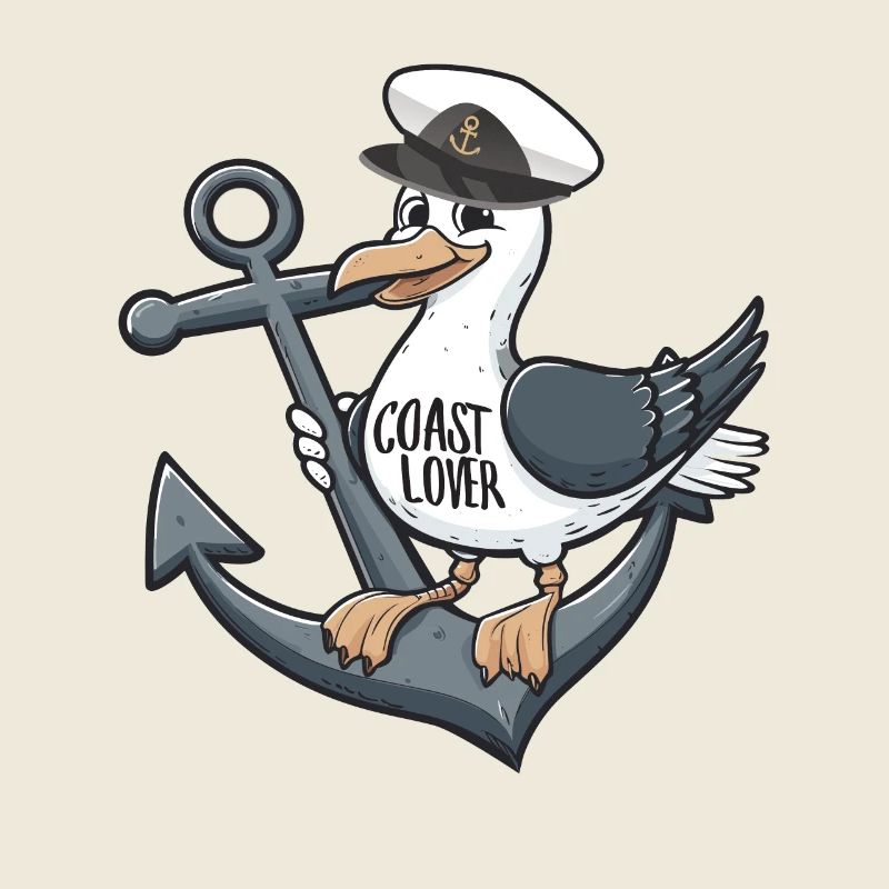 Coast Lover Seagull Möwe Anker Sailor Anchor
