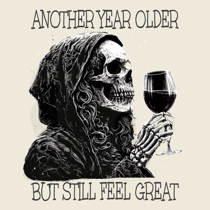 Birthday Wine Drinking Skeleton