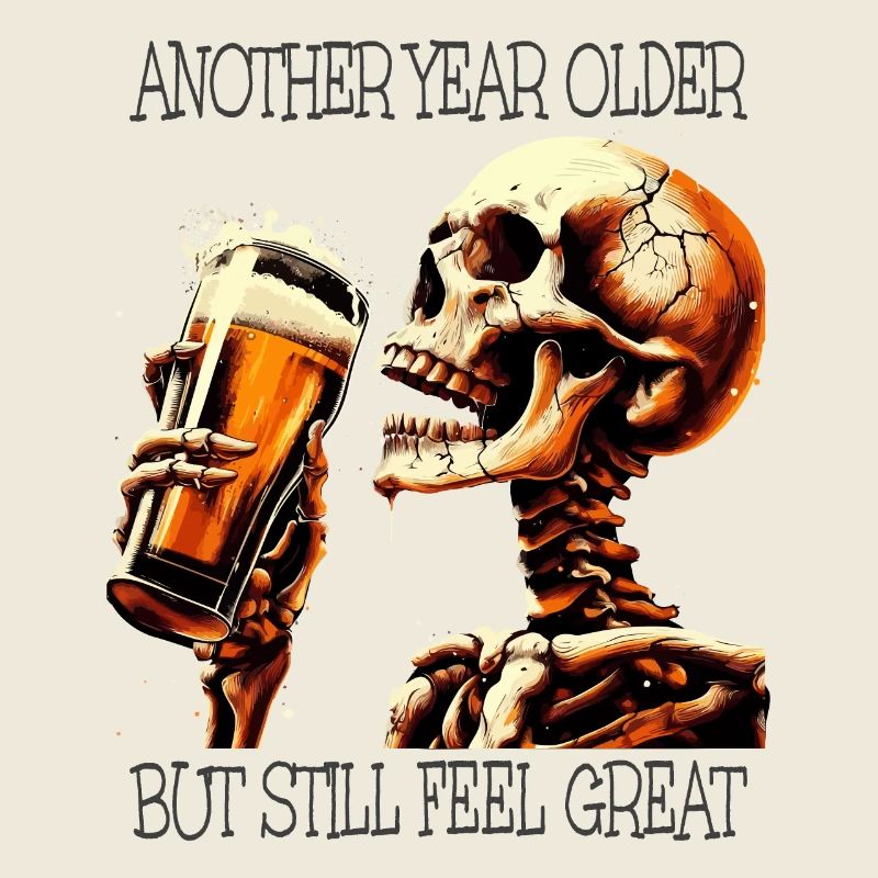 Birthday Beer Drinking Skeleton