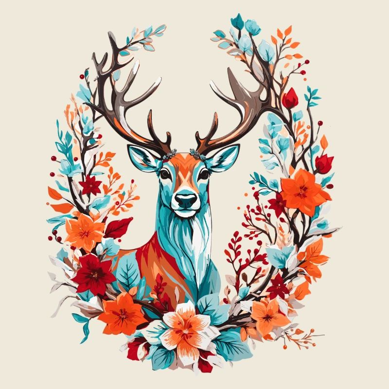 Deer with flowers
