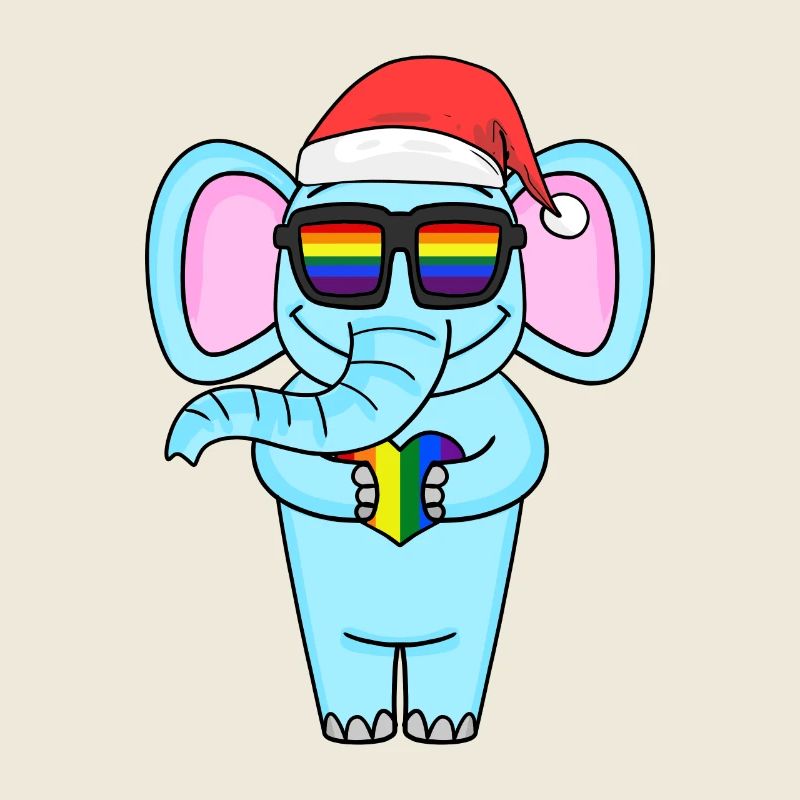 Éléphant Noël arc-en-ciel couleur Broh