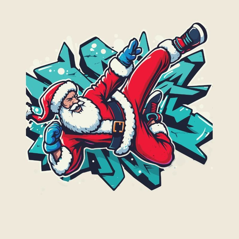 Karaté Kick Père Noël Style Graffiti