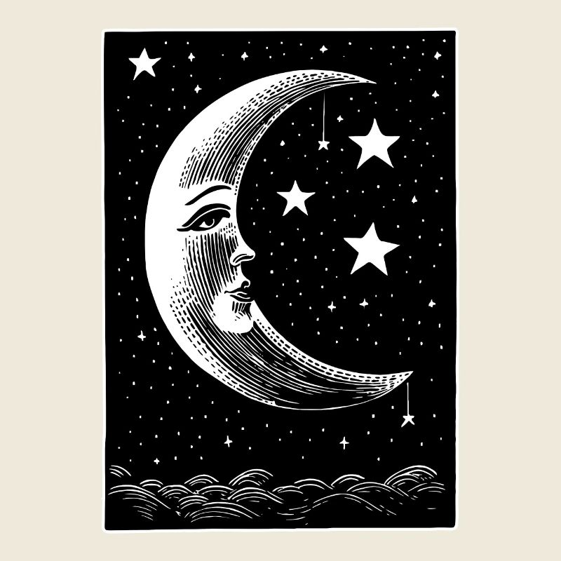 Moon and stars