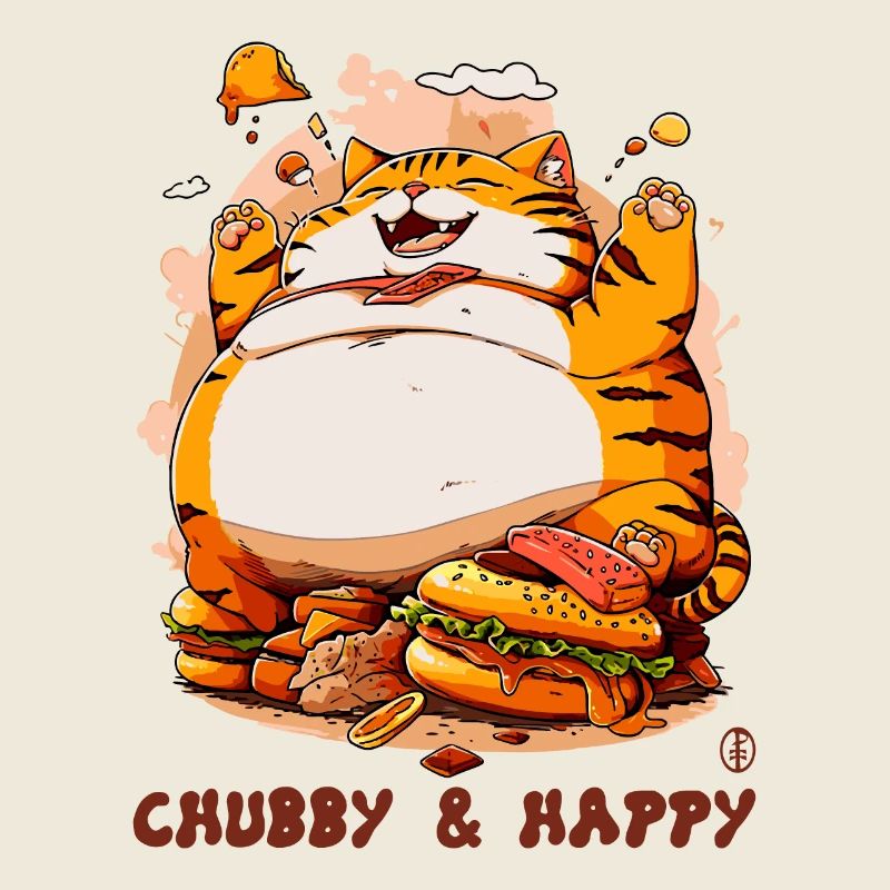 Content fat happy cat