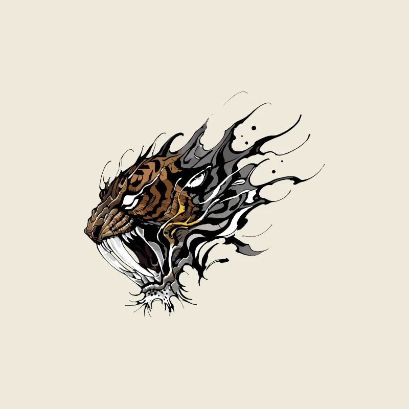 Conception de tatouage de tigre à dents de sabre féroce