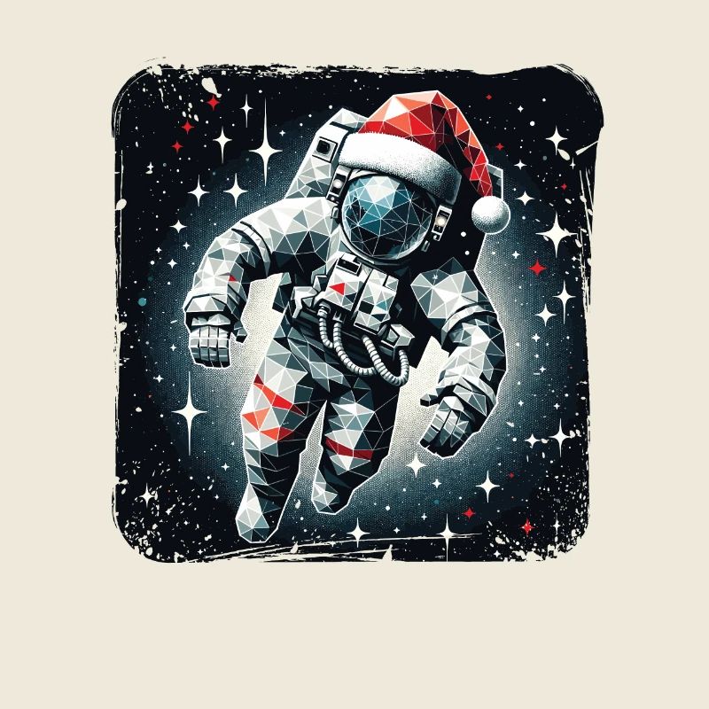 Astronaut Santa Claus Polygon Christmas