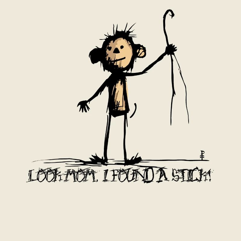 Monkey found a stick