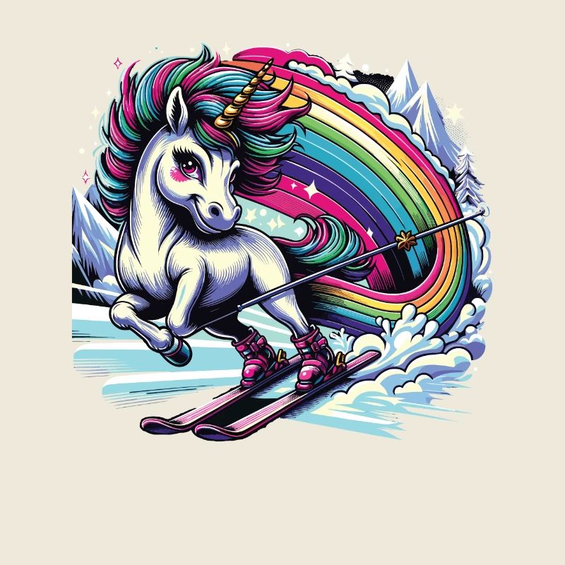 Ski Einhorn Ski Unicorn Arc-en-ciel Winter Magic