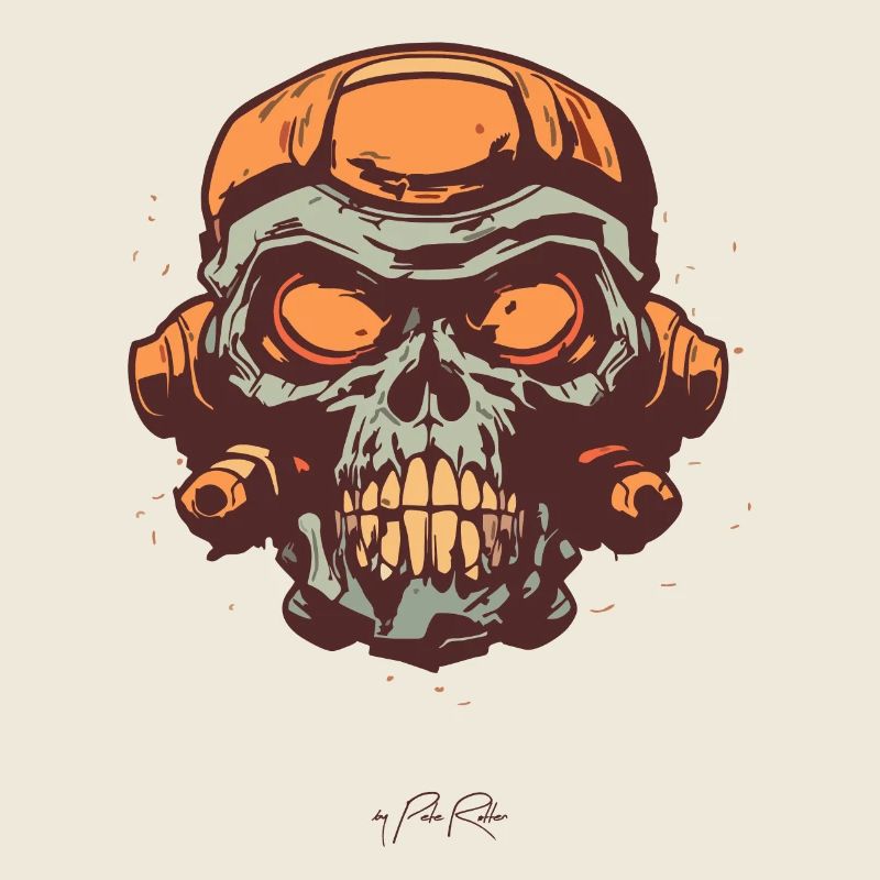 Retro vintage comic cartoon skull