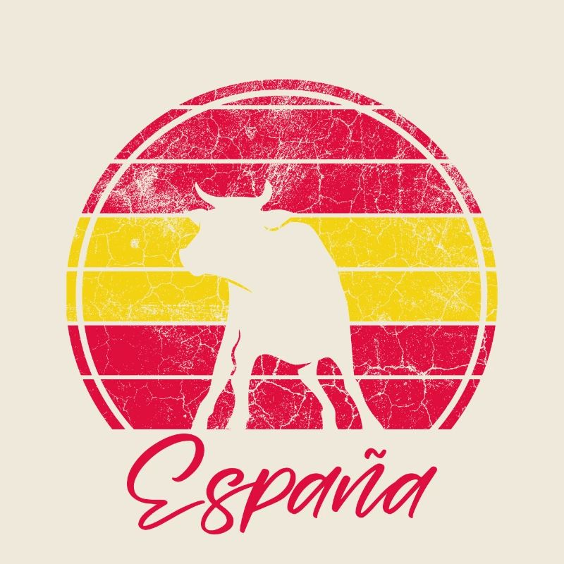 Spanische Flagge mit Stier retro