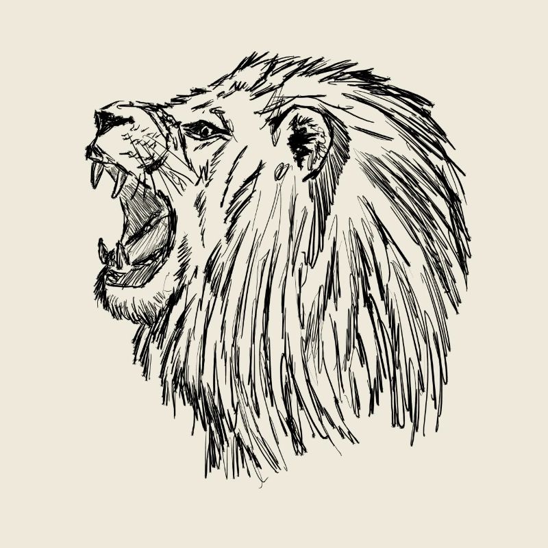 Lion rugissant - Noir