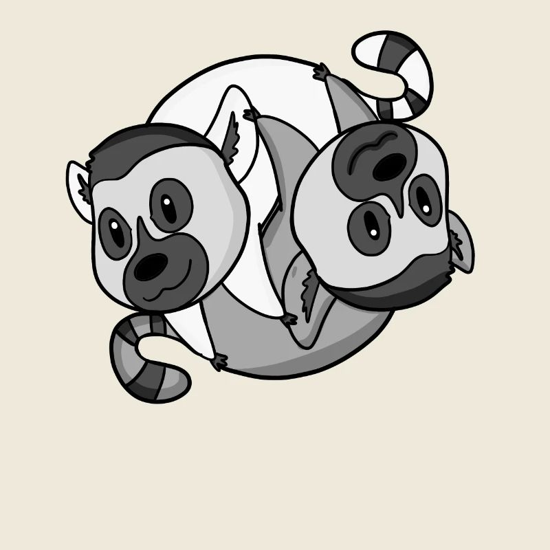 Yin Yang Sign Lemur Lemurs