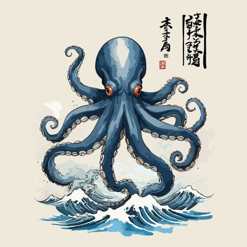 Japanese Ukiyo-E Octopus Sea Artwork