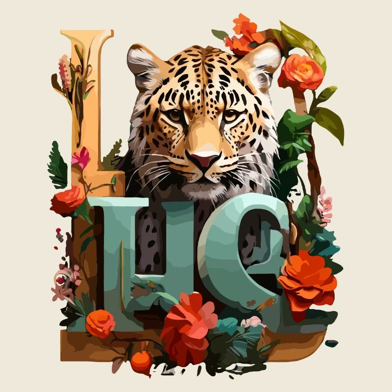 Tigre et fleurs amour