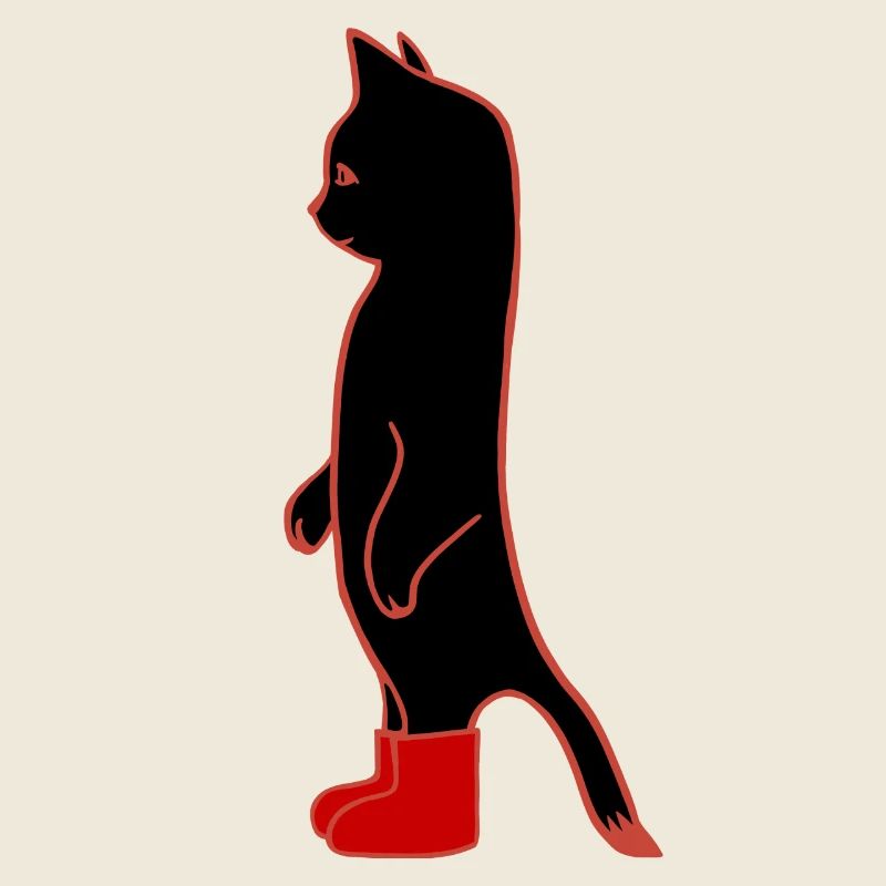 Black Cat with Red Boots