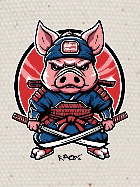 Cochon samouraï japonais
