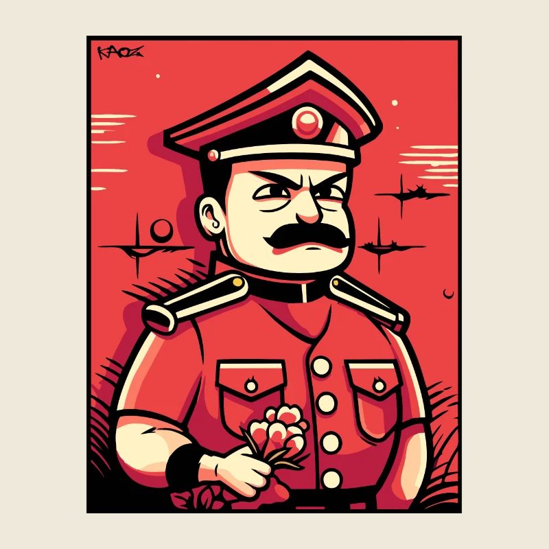 Hard mustache man with flowers for mom