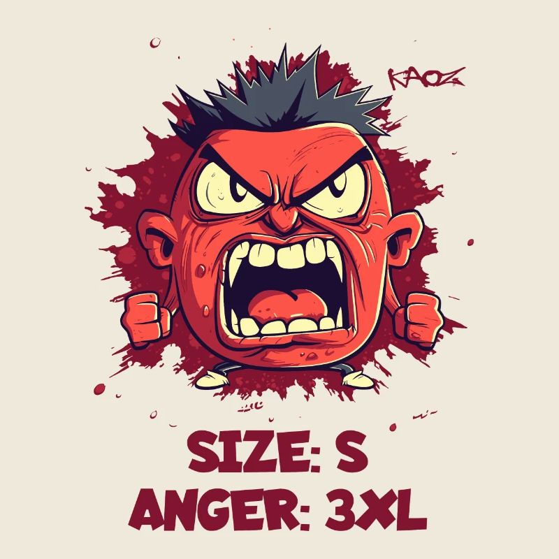 Size S, Rage 3XL Size: Angry Little Guy