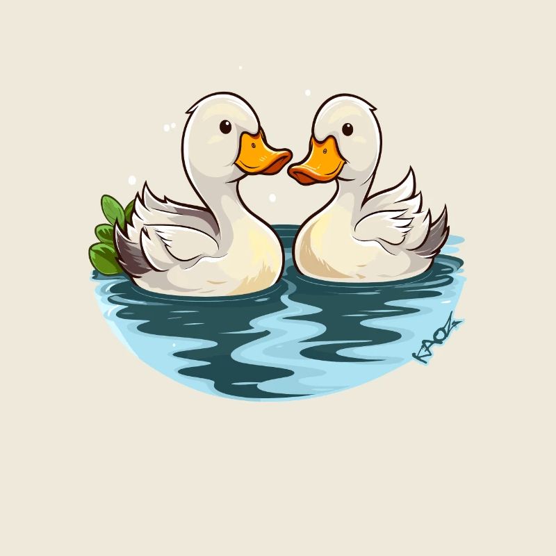 Deux adorables petits canards dans l’étang