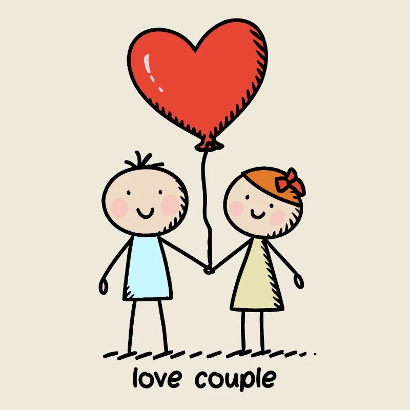 Stick Figure Lovers Couple Valentine's Day