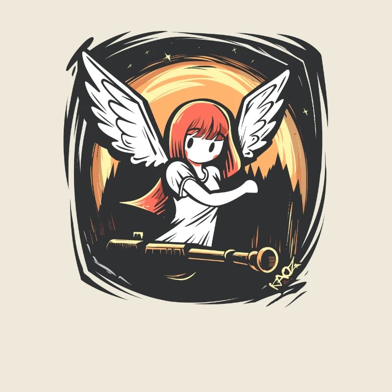 Knallige Anime-Engels-Mädchen mit Büchse