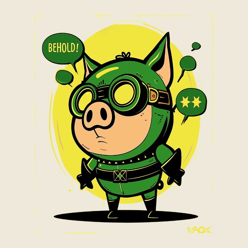 Le petit cochon anti-héros vert et jaune