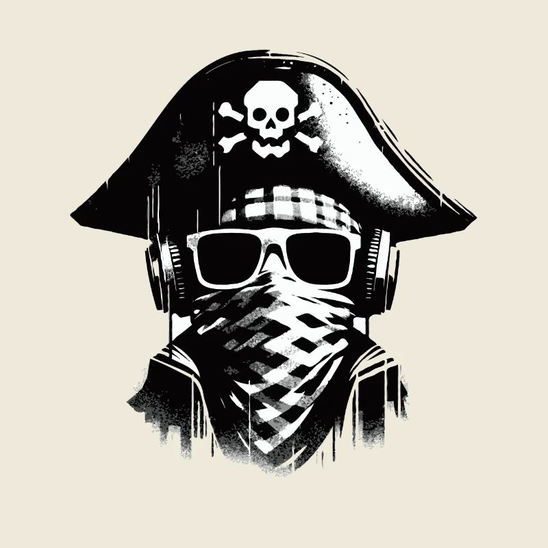 DJ pirate avec chapeau de pirate et casque