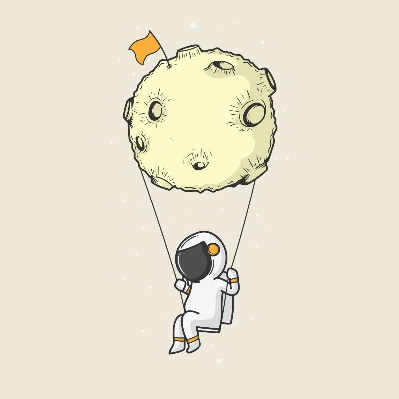 Astronaut mit Fallschirm Mond