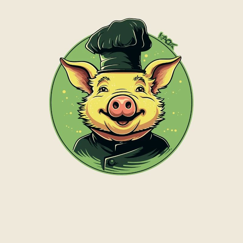 A sow is the chef's pig with cap, cook