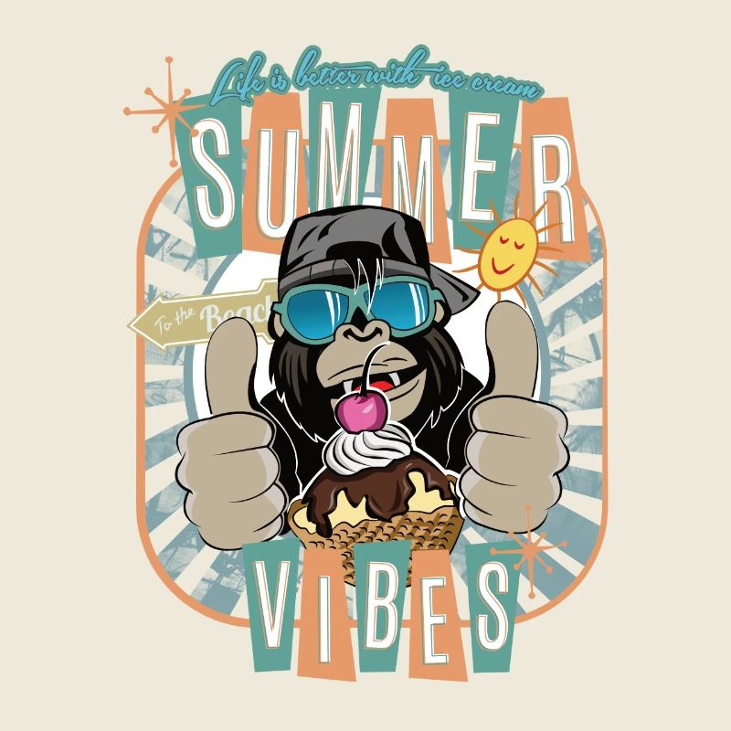 Gorilla Affe Sommer Eiscreme Sommer Vibes