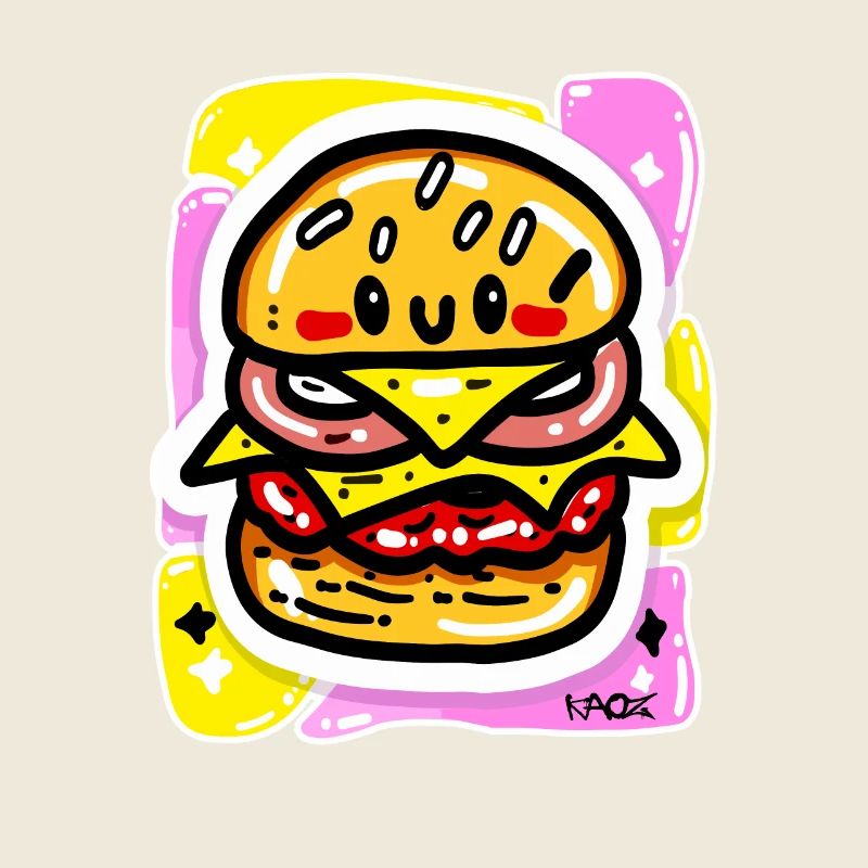 Joyeux hamburger kawaii