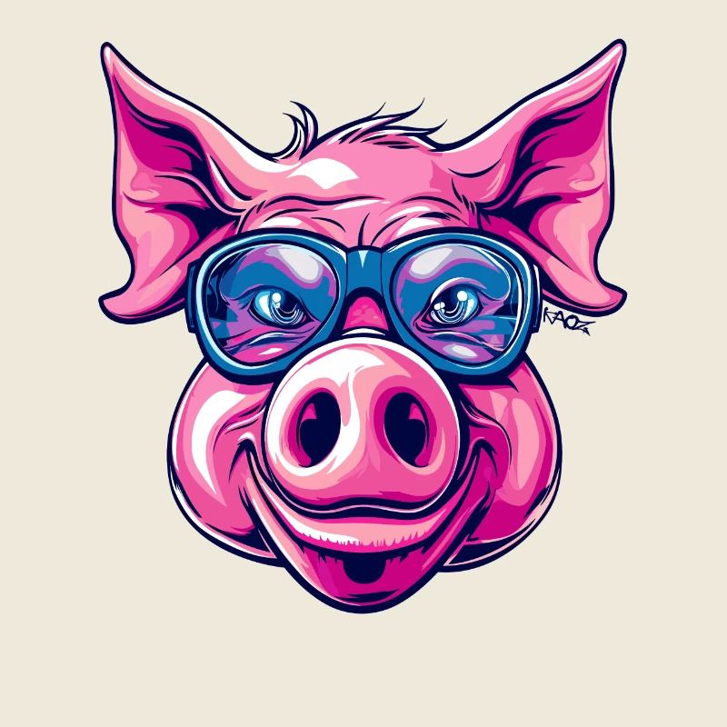 Ein Schwein trägt eine lustige Brille