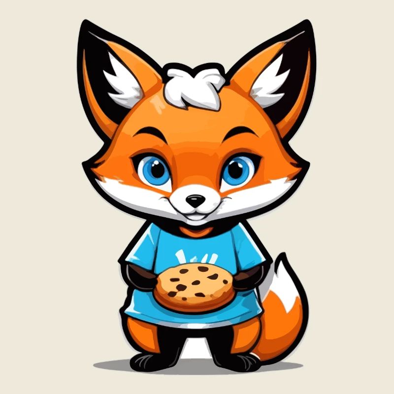Renard avec un biscuit dans les pattes