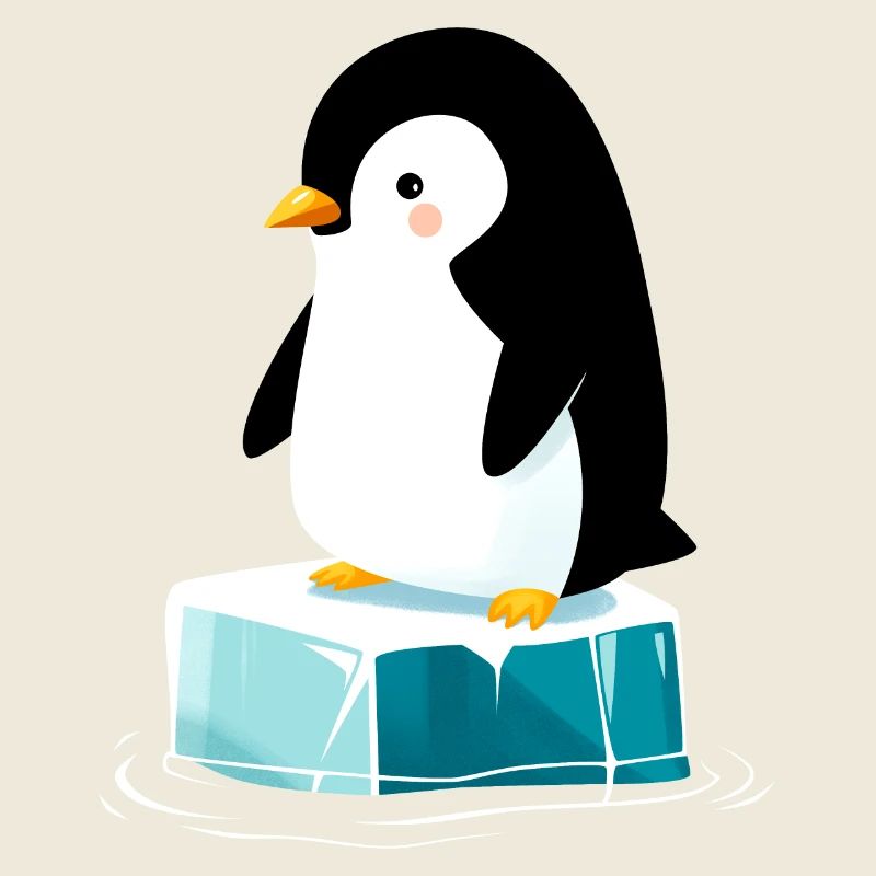 Kleiner Pinguin auf Eisblock
