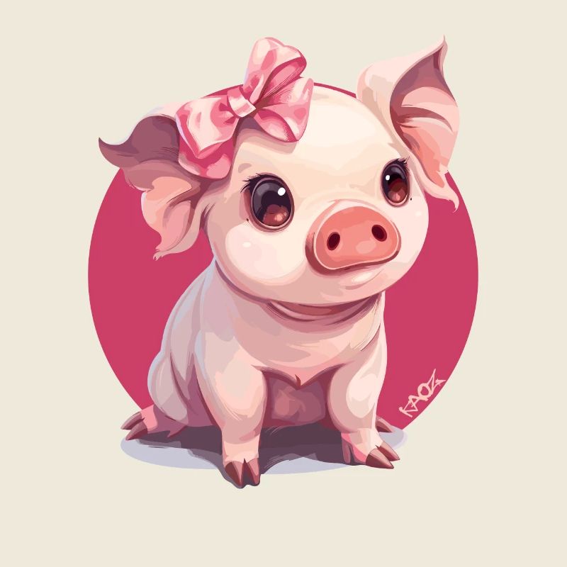 Petit cochon mignon avec nœud