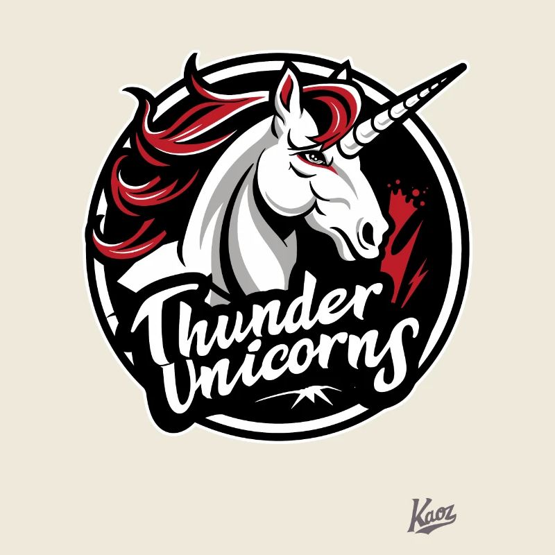 Lustige Sport-Logo-Parodie: Team Donner-Einhörner