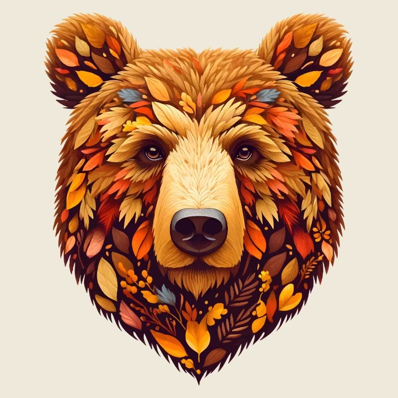 Ours brun, conçu à partir de différentes feuilles