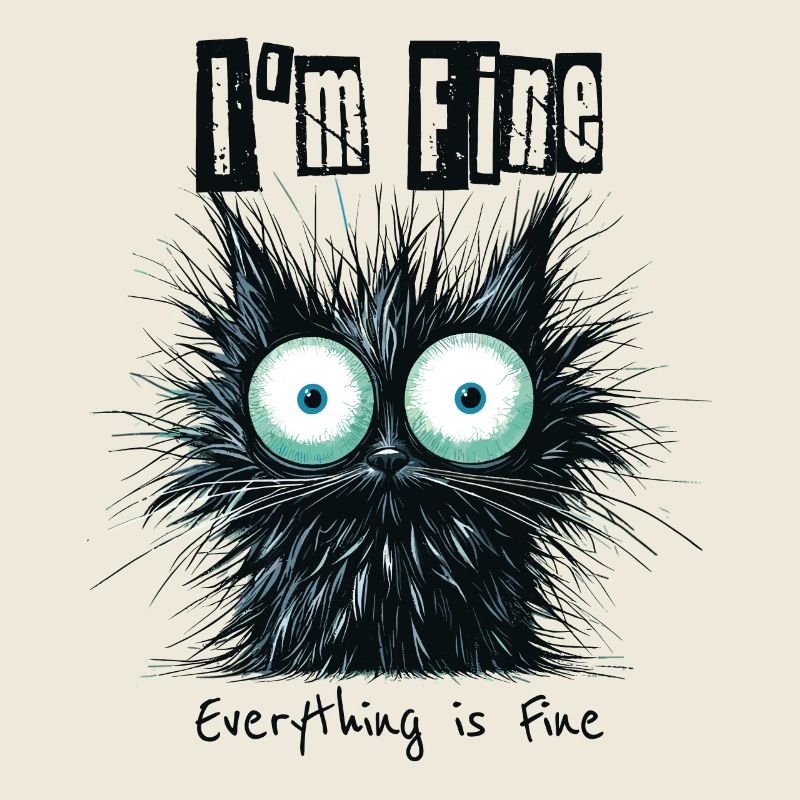 Zerzauste Katze I'm Fine Everything is Fine