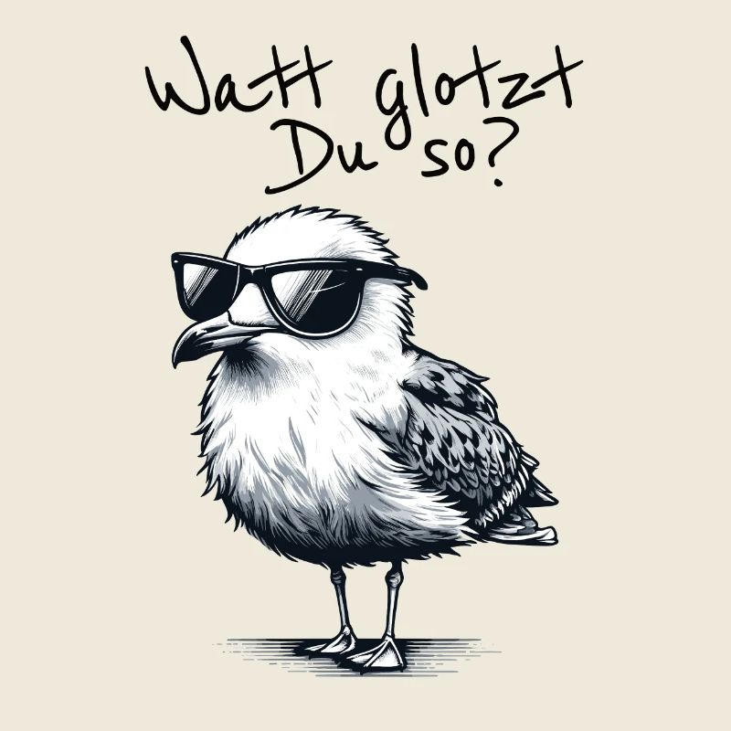 Watt glotzt Du so Möwe Wattwanderung Spruch