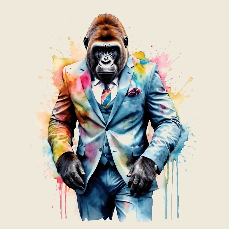 Gorilla Suit Monkey Colorful Animal Design Print