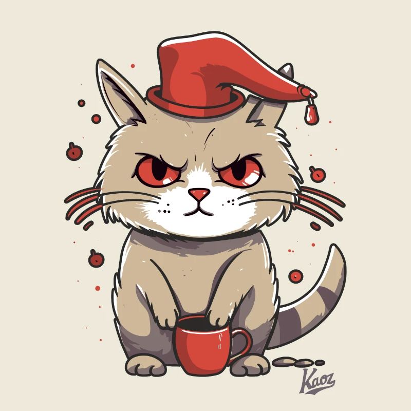 Coffee Cat with Hat: The Morning Grouch Kitty
