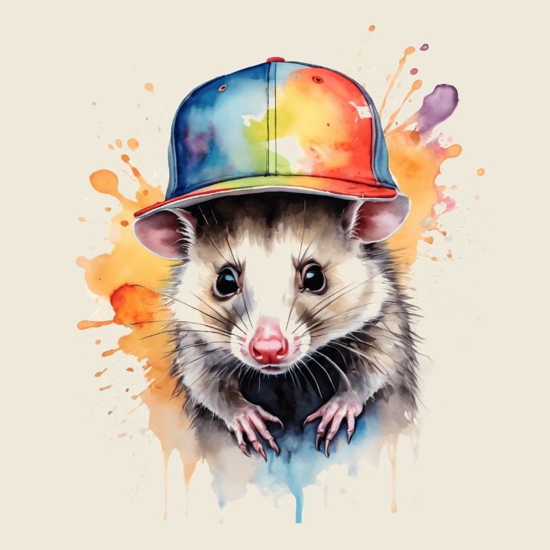 Opossum Snapback Cap Cool Tier Design Print