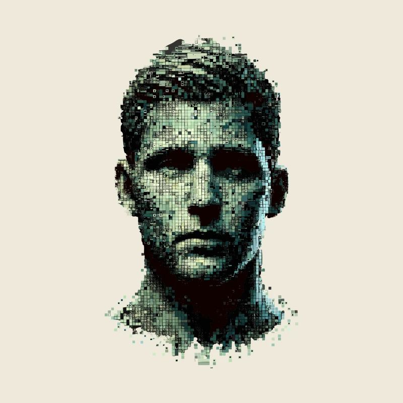 Pixel Art Mann Porträt Moderner Matrix-Stil