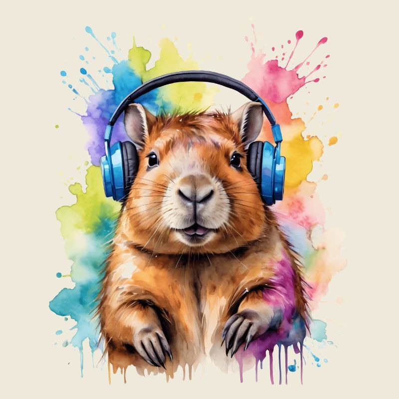 Capybara Kopfhörer Capy Bunt Tier Design Print