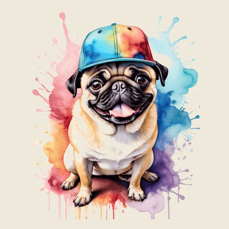 Carlin Snapback Cap Chien Coloré Drôle Design Imprimer