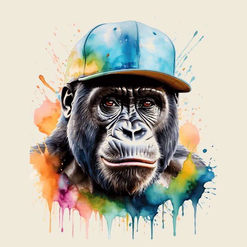 Gorilla Snapback Cap Affe Cool Tier Design Print