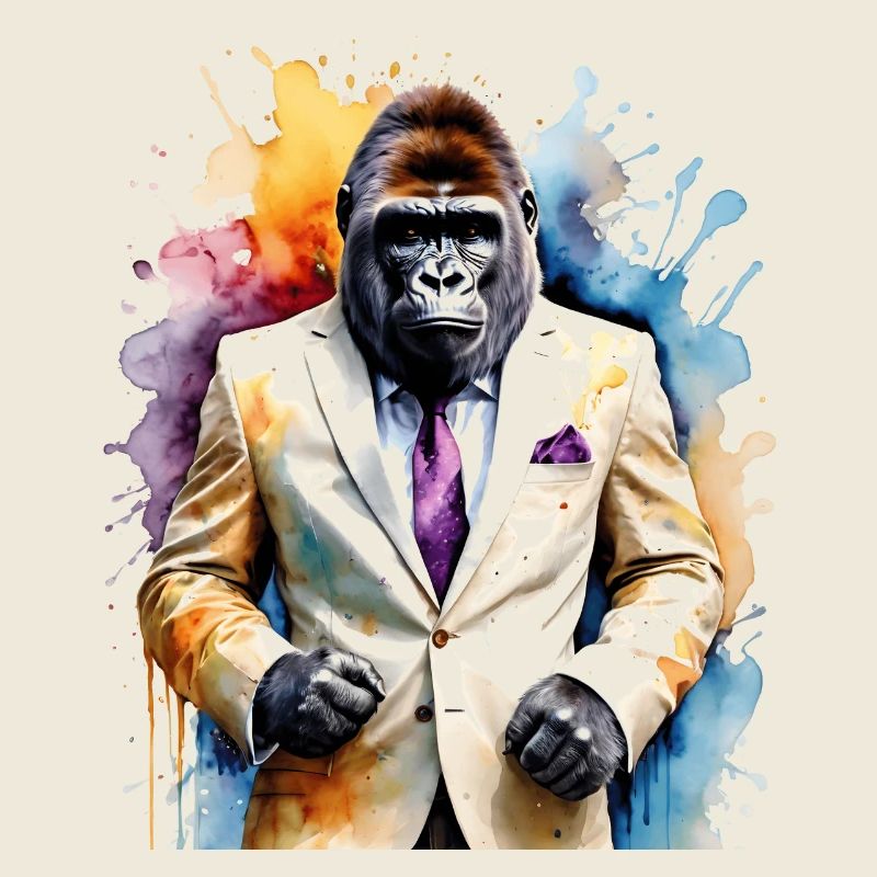 Gorilla Suit Monkey Colorful Animal Design Print