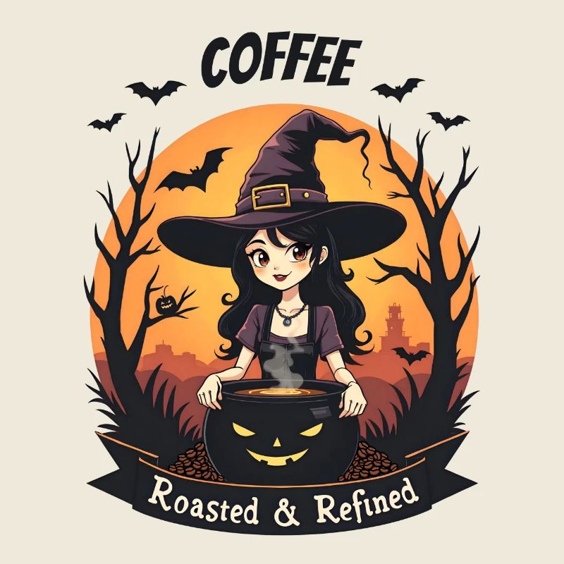 Young Witch Brews Café Halloween Sunrise